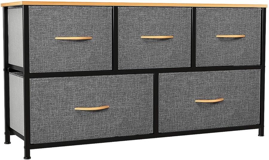 Opbergorganizer met 5 Laden Modern Design 1 stuk Donkergrijs Wit Metaal MDF