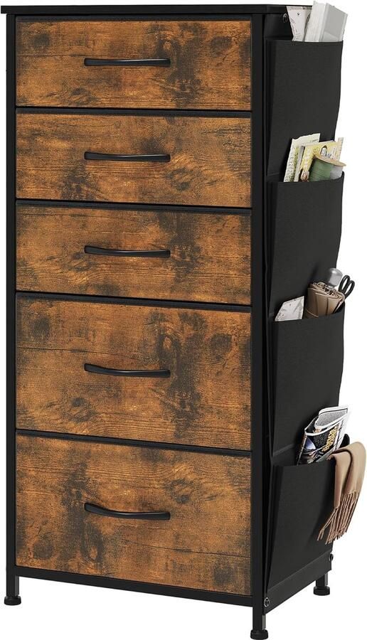 Opbergorganizer met 5 Laden Modern Design 1 stuk Wit Metalen Frame MDF Hout