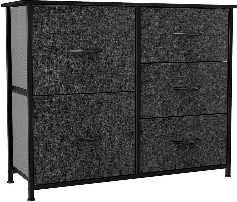 Opbergorganizer met 5 Laden Modern Design 1 stuk Zwartgrijs Wit Metaal MDF