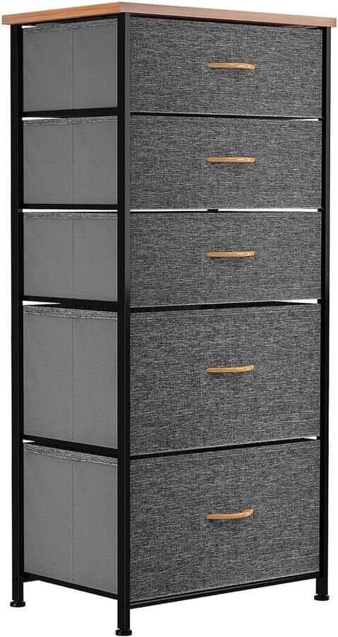 Opbergorganizer met 5 Laden Modern Design Donkergrijs en Wit MDF en Metaal 45x30x95 cm