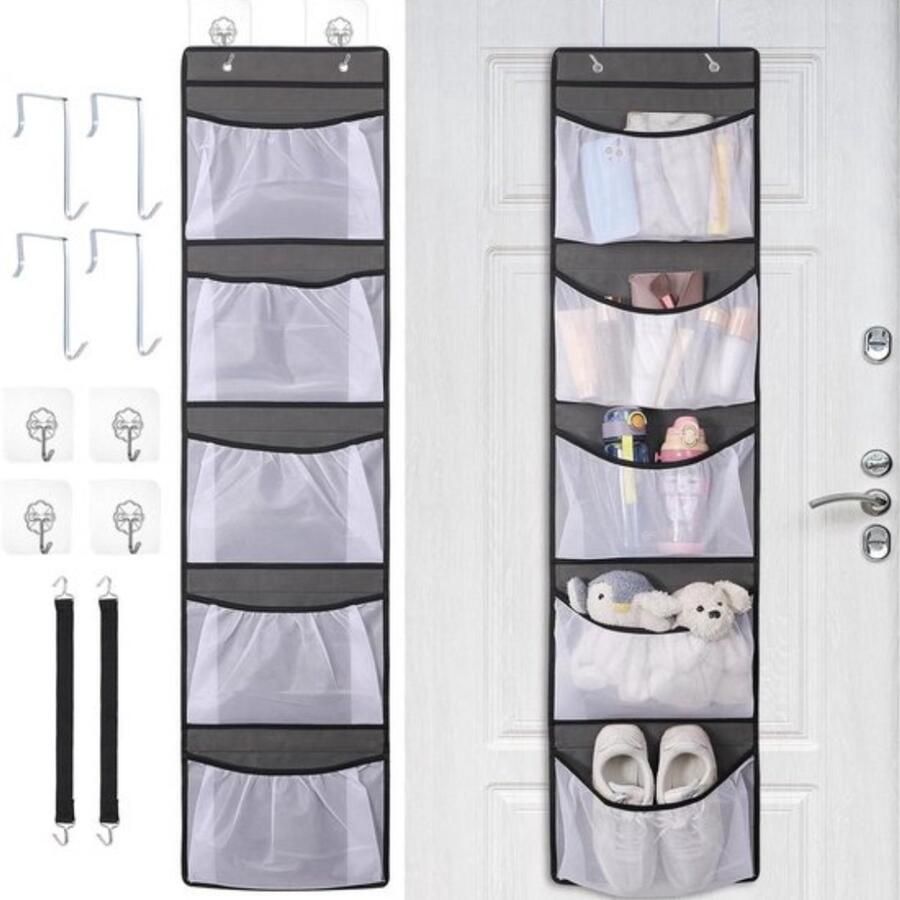 Opbergorganizer voor deur Grote capaciteit 2 stuks Grijs