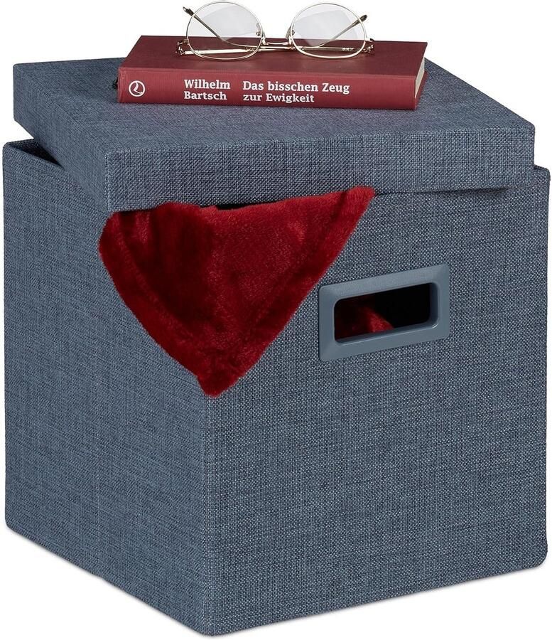 Opbergpoef Comfortabel en decoratief 1 stuk Blauw-grijs Stof