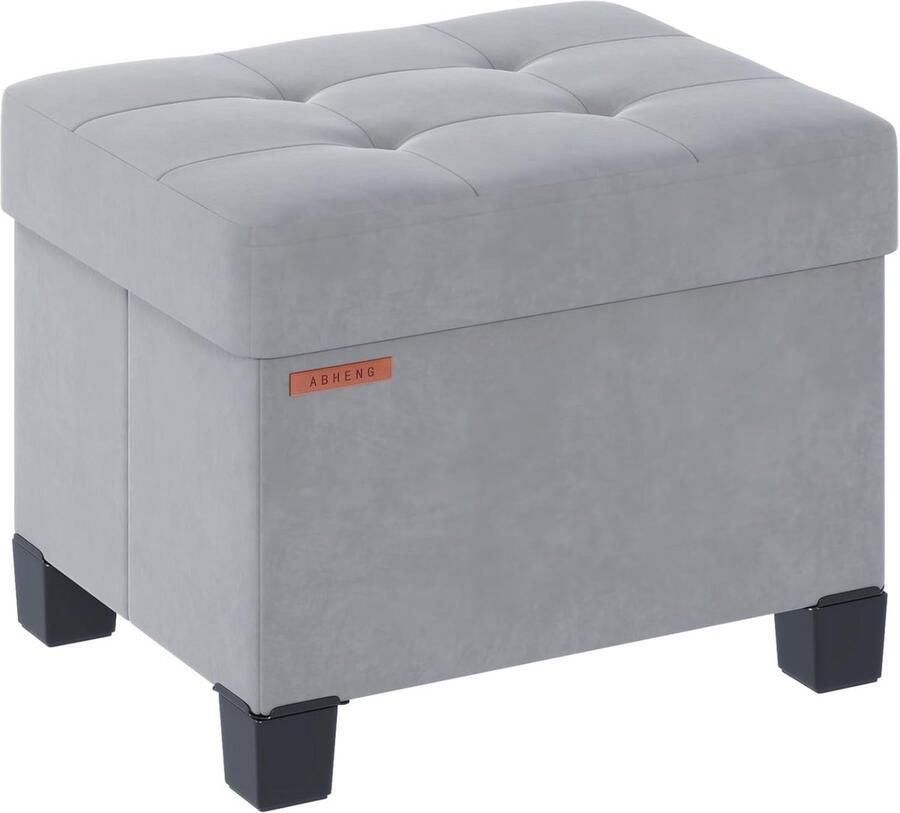 Opbergpoef Fluwelen Voetenbank Multifunctionele Opbergbank voor Woonkamer en Slaapkamer 32L Opslagcapaciteit Leigrijs