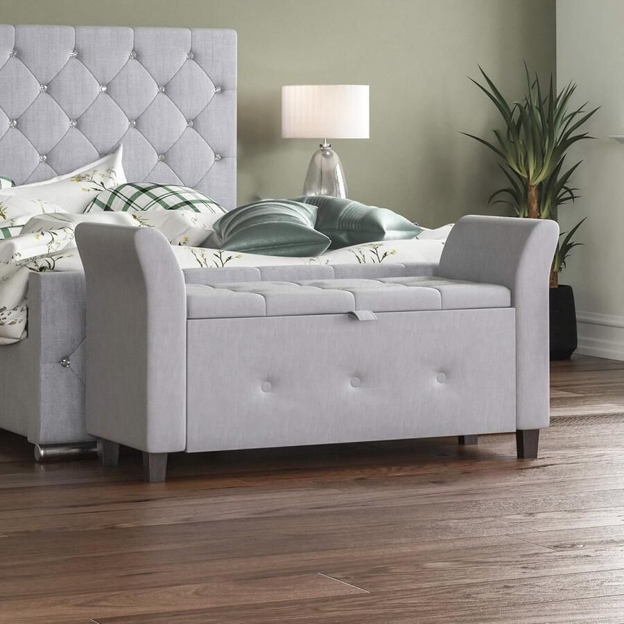 Opbergpoef Lichtgrijs Multifunctionele Stoffen Kist voor Zit- en Opbergruimte