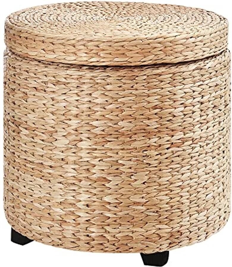 Opbergpoef met Afneembaar Deksel Multifunctionele Voetenbank in Kaki Ø43 cm