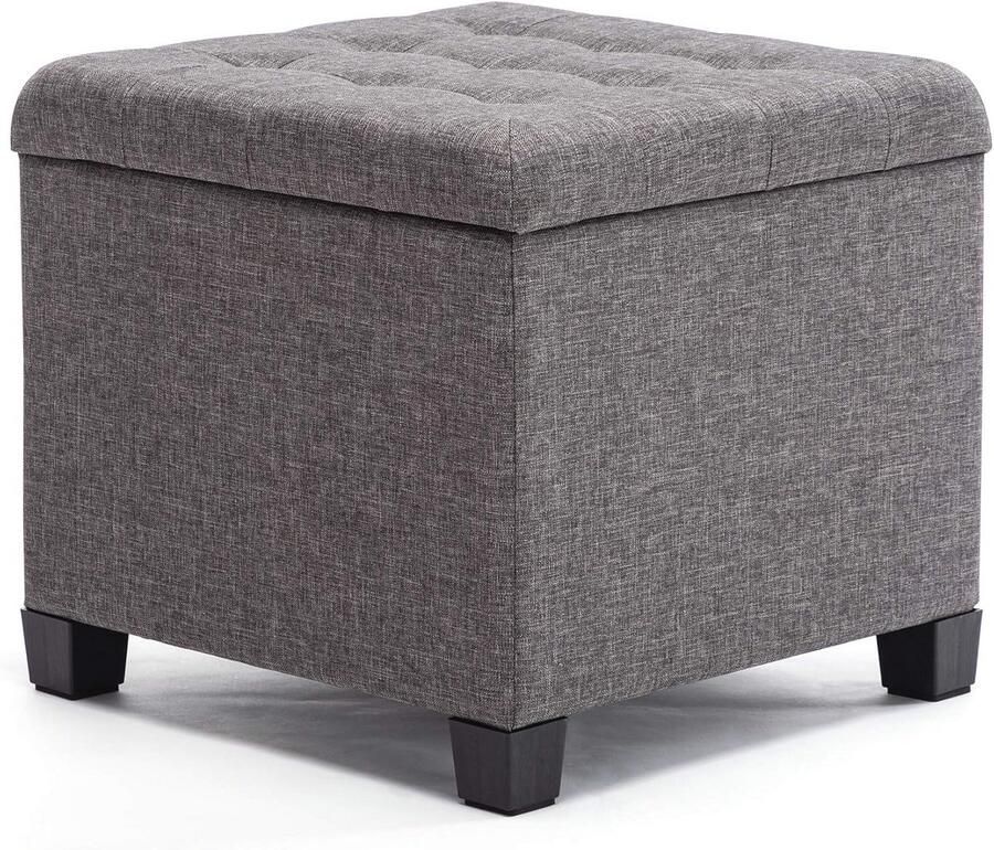 Opbergpoef met Deksel en Stoelfunctie Multifunctionele Voetenbank voor Woonkamer of Slaapkamer