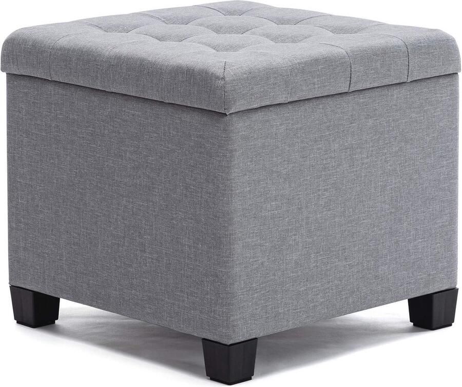 Opbergpoef met deksel Multifunctionele voetenbank en speelgoedkist in lichtgrijs