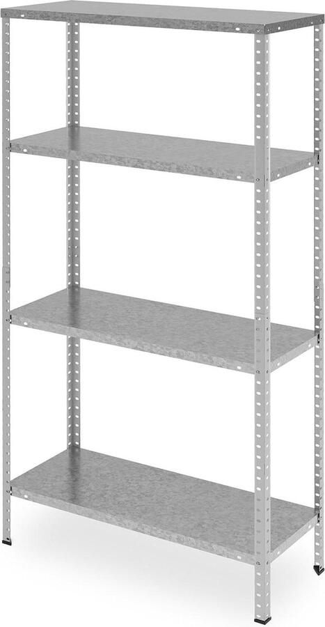 Opbergrek 4 planken metaal verzinkt stellingkast tot 160 kg HBD 150x75x30 cm zilver opbergrek