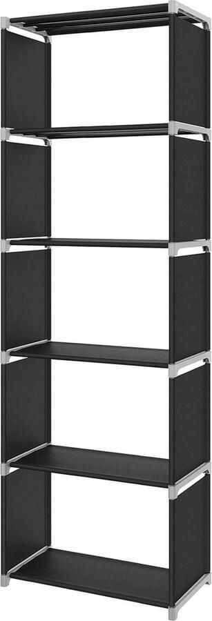 Opbergrek boekenkast met 5 niveaus organizer voor kleding 50 x 30 x 180 cm woonkamer slaapkamer zwart