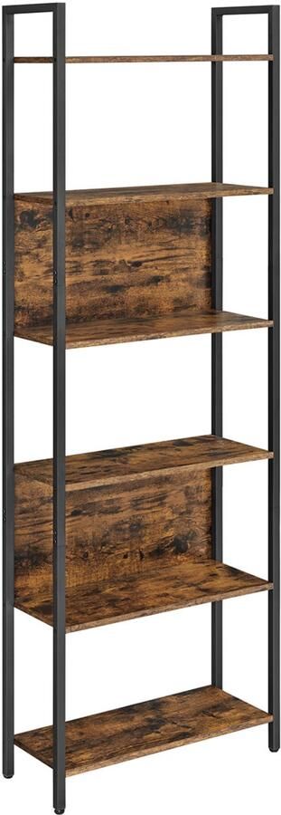 MAZAZU Boekenkast 6 planken Industrieel Bruin 60x24x186