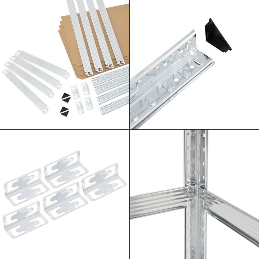 Unbranded Opbergrek Reign Set van 2 180x90x30 cm Max 175 kg plank Zilverkleurig en Houtkleurig Elk 5 Planken - Foto 2