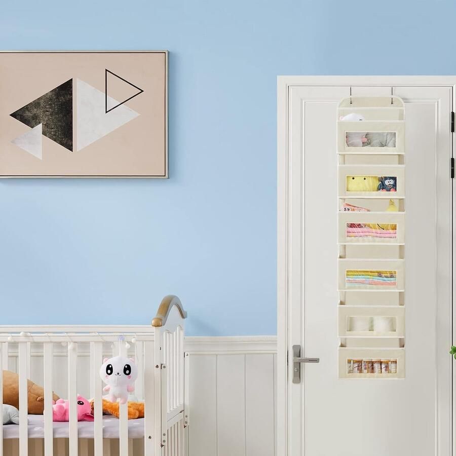 Opbergruimte boven de deur handige hangende organizer 6 vensterzakken multifunctioneel grijs stof