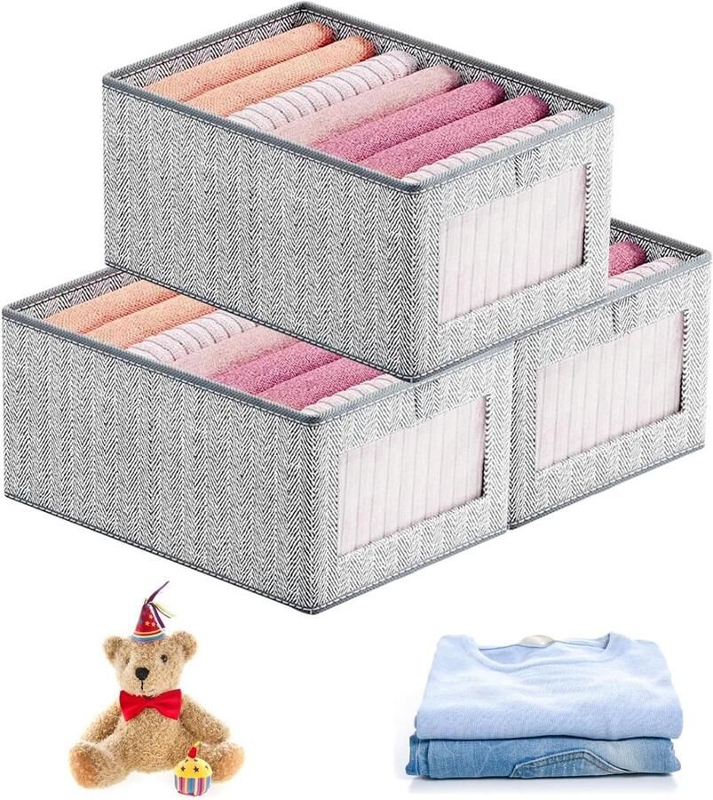 Opbergset voor lade 3-delige organizer voor kledingkast Opvouwbaar 40 x 30 x 20 cm 36 x 25 x 20 cm Voor broeken dekens truien Ruim je lade netjes op Praktische oplossing voor thuis Organisatie en orde in stijl