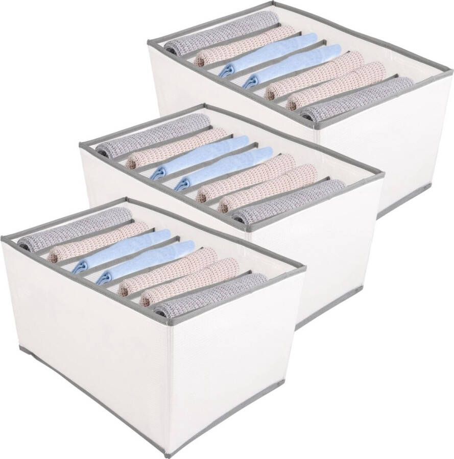 Opbergsysteem kledingkast 3 stuks 36 x 25 x 20 cm ladeorganizer 7 vakken kledingkast organizer opvouwbare opbergdoos kastorganizer voor kleding jeans broeken T-shirt