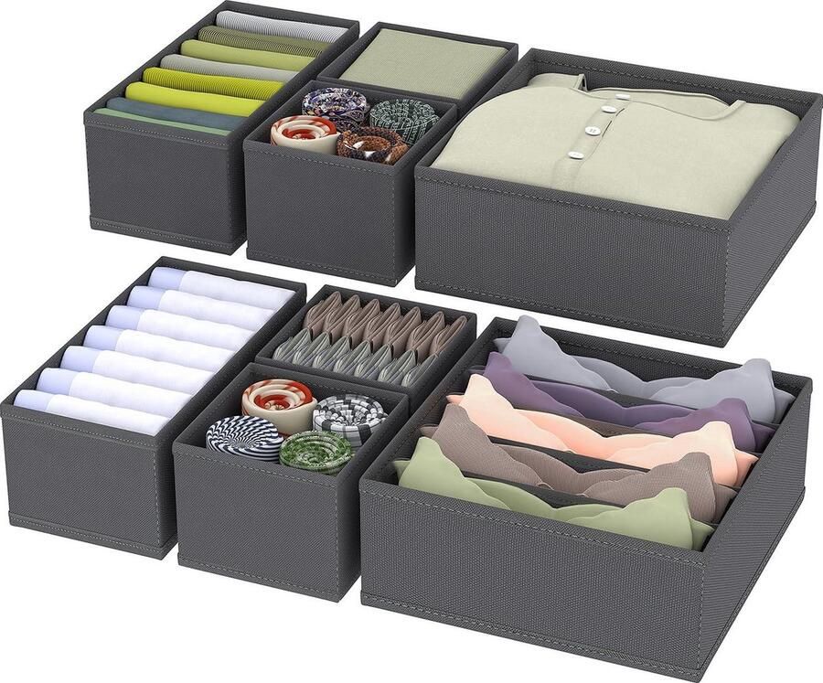 Opbergsysteem Kledingkast Set van 8 Organiseer je kleding 8 stuks Stof maten