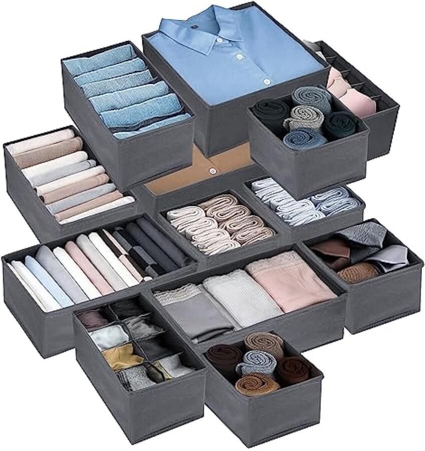 Opbergsysteem Opbergdozen voor ondergoed set van 13 lade-organizer Opbergdoos voor Kledingkast Lade organizer opvouwbare Lade Organisatoren voor ondergoed kleding sjaals sokken