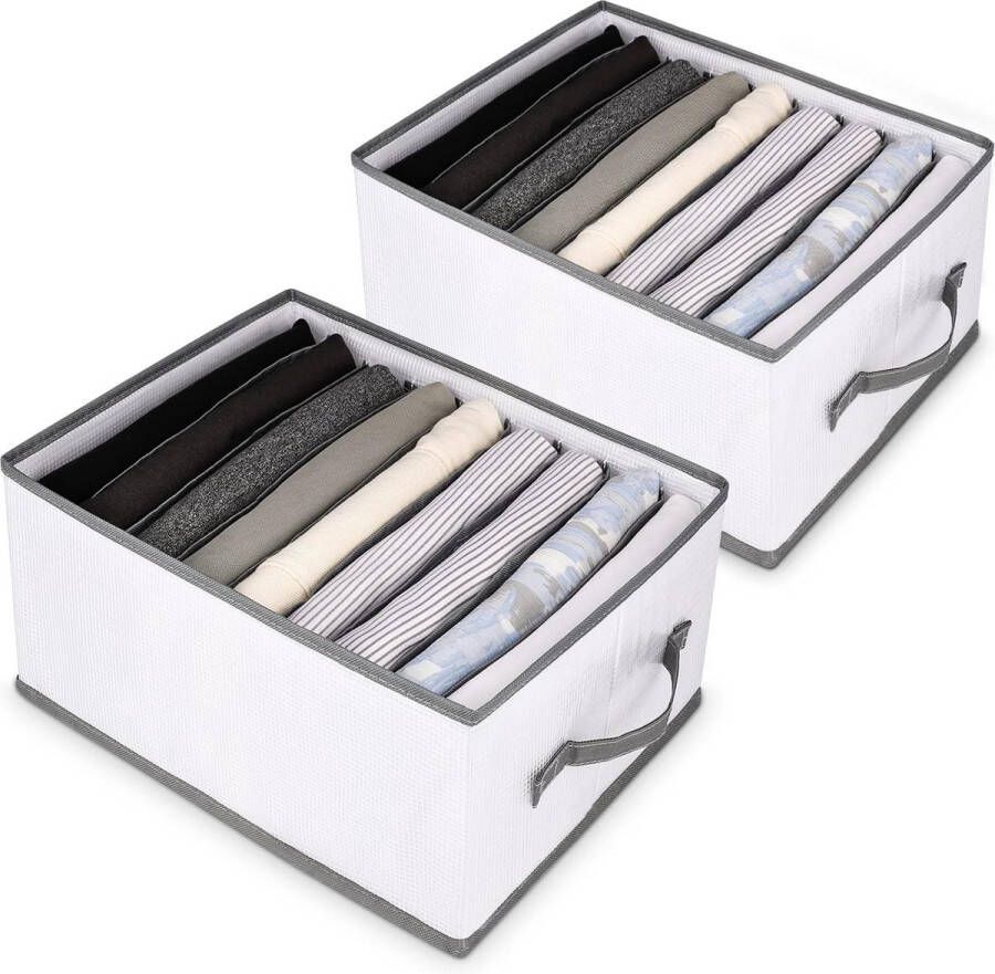 Opbergsysteem organizer kledingkast 9 vakken opbergdozen laden organizer 2 stuks opvouwbare broeken opbergen kledingopslag voor T-shirts shorts babykleding grijs