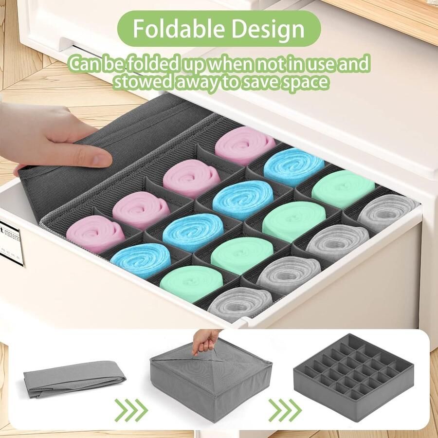 Opbergsysteem voor de kledingkast met 3 laden opvouwbare opbergdoos stof ondergoed organizer lade kastladeverdeler voor broekjes sokken stropdassen - Foto 2