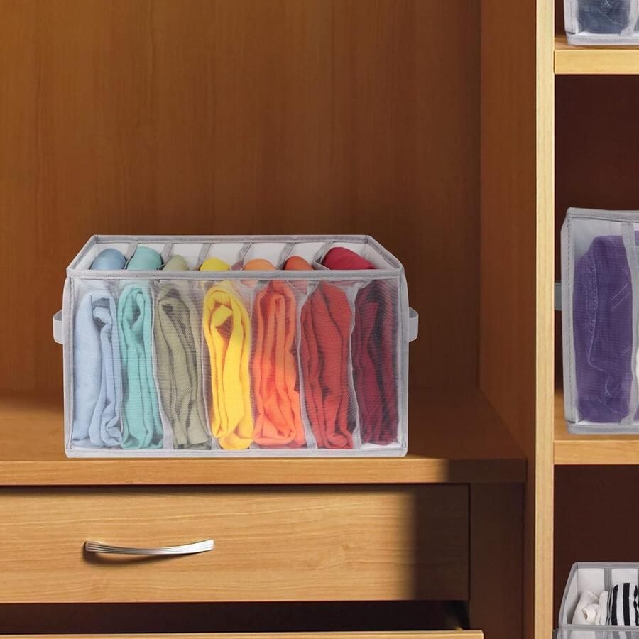 Opbergsysteem voor jeans: Kledingkastorganizerboxen voor het ordenen van broeken en andere kledingstukken. Deze grote opvouwbare opbergdozen zijn perfect voor het organiseren van T-shirts en kunnen worden gewassen voor hergebruik