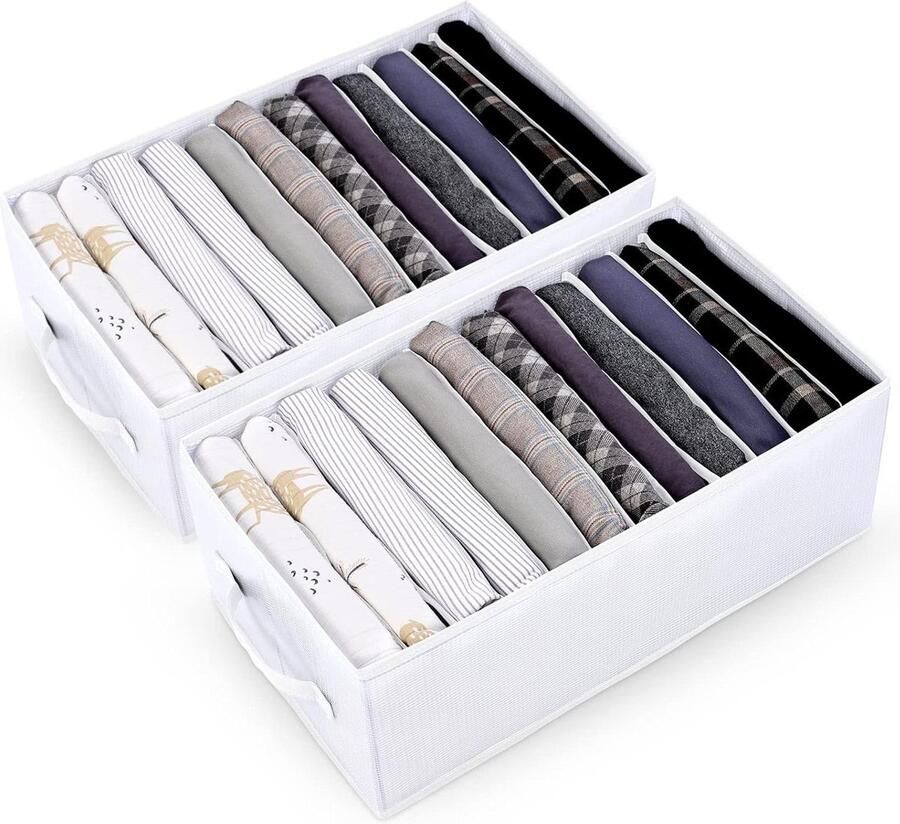 Opbergsysteem voor kledingkast 12 opbergdozen met rooster lade-organizer Opvouwbare broek opbergruimte voor kleding T-shirts shorts Wit Kledingkast