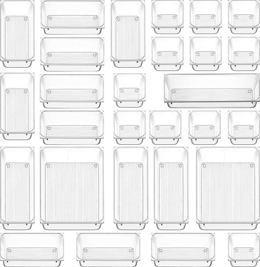 Opbergsysteem voor laden Organizers in 4 maten veelzijdige kunststof oplossing voor keuken badkamer en kantoor