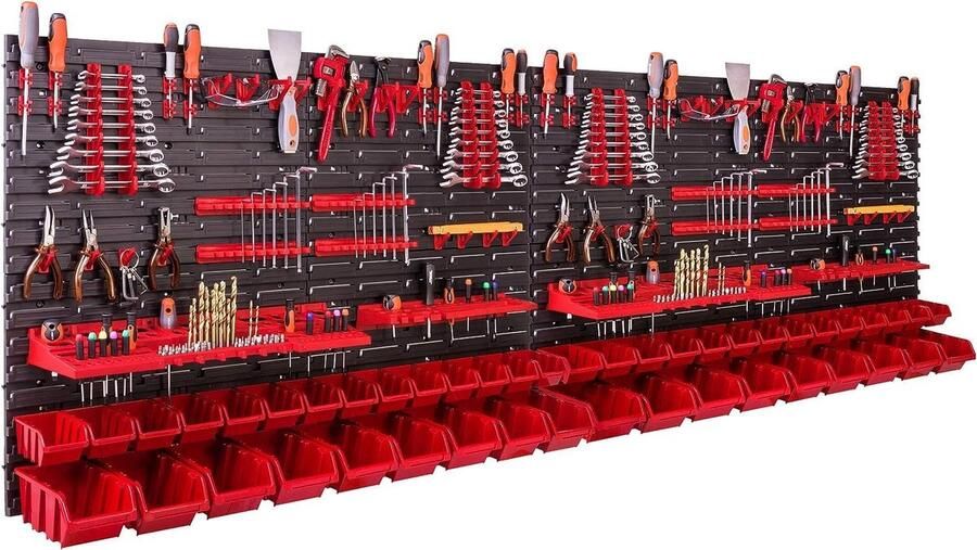 Opbergsysteem wandrek 230 x 78 cm uitbreiding werkplaats 46 stuks