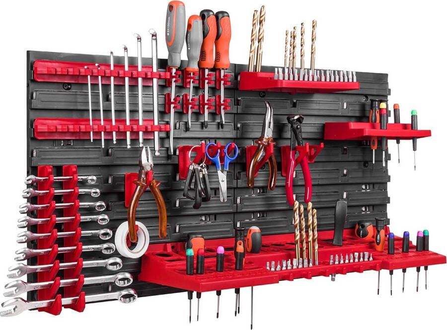 Opbergsysteem wandrek 78 x 39 cm gereedschapshouders opbergkast extra sterke wandplaten uitbreidbaar rek werkplaatsrek magazijnrek werkplaatswandrek steekrek