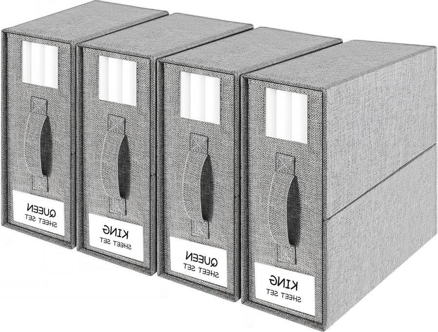 Opbergtas voor beddengoed 4 stuks Opvouwbare onderbedcommode opbergdoos voor king- en queensize beddengoed Grijs Kledingkast