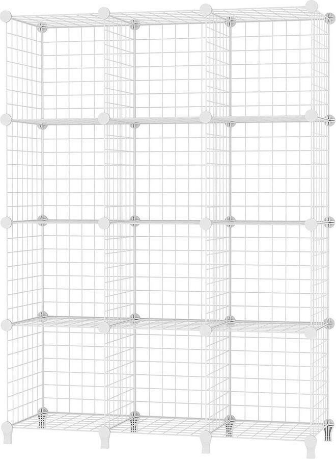 Opbergunit 12 kubus draad opbergplanken multifunctionele doe-het-zelf boekenkasten en rekken kantoor woonkamer keuken badkamer wit opbergrek