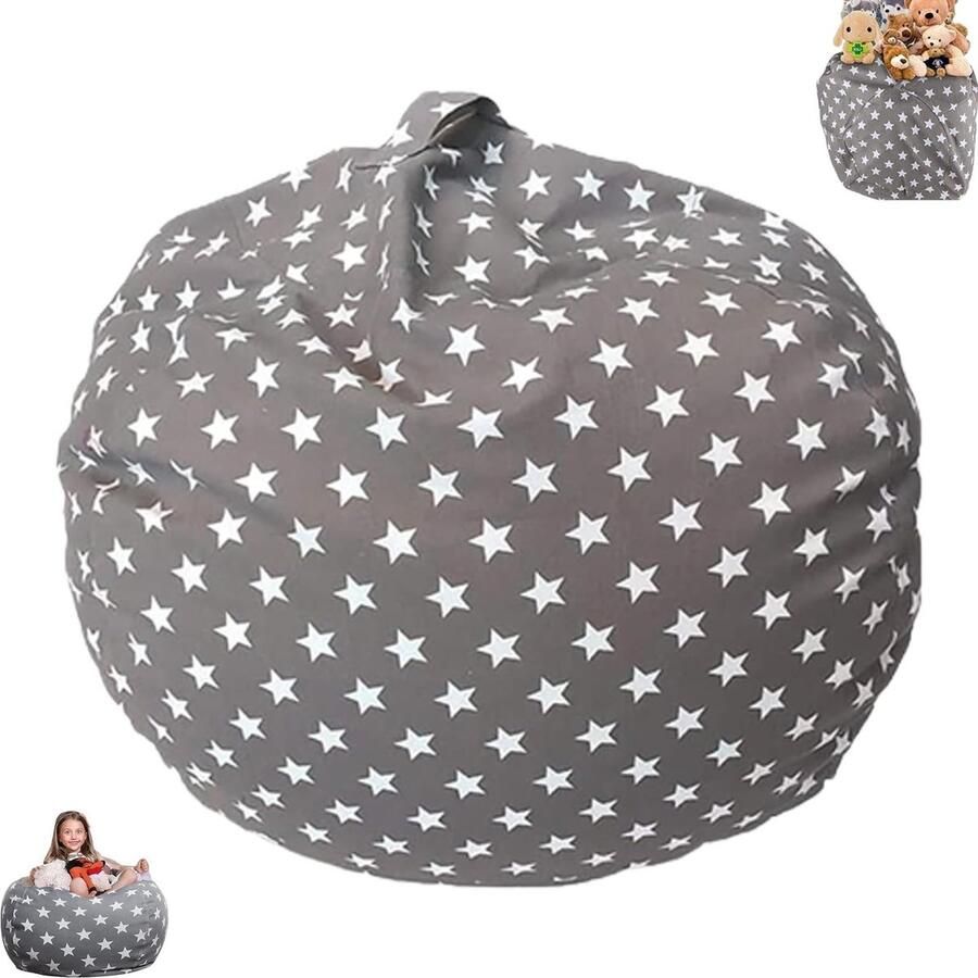 Opbergtas voor knuffels opbergtas voor kinderen pluche poef met rits slaapzak oplaadbare zitzak voor het organiseren van speelgoed en kleding (61 cm) - Foto 2