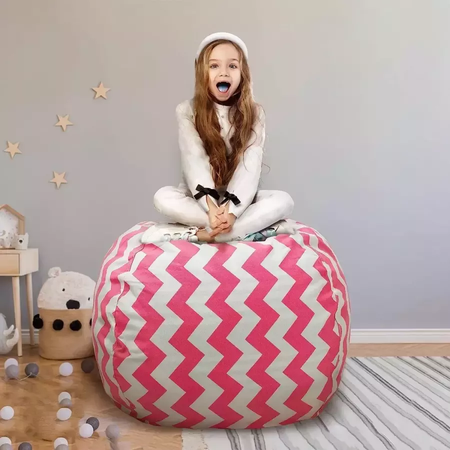 Opbergzak voor speelgoed gestreepte zitzak opbergtas