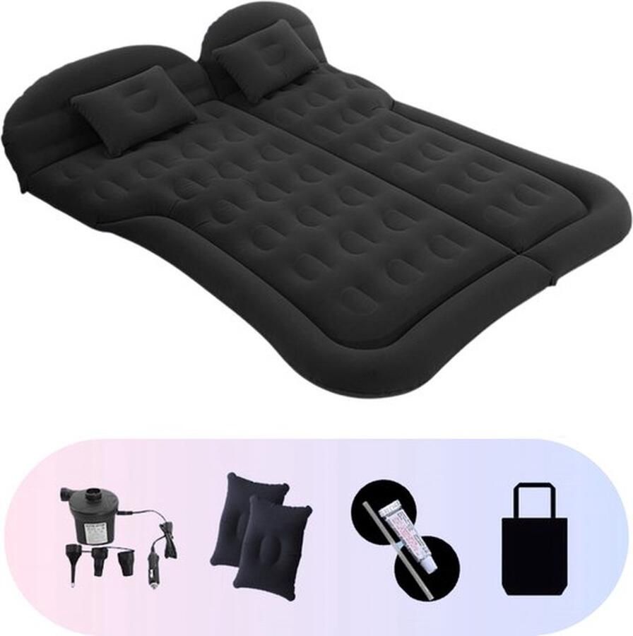 Opblaasbaar Auto Matras Auto Luchtbed Grijs Achterbank en Achterbak Tweepersoons Automatras Inclusief Elektrische Pomp en Accessoires Kampeer Luchtbed voor Reizen