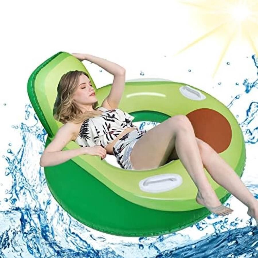 Opblaasbaar avocado luchtmatras 2-in-1 luchtmatras zwembad opblaasbare zwemstoel opblaasbaar avocado-luchtmatras enorme zwemband waterspeelgoed voor volwassenen en kinderen