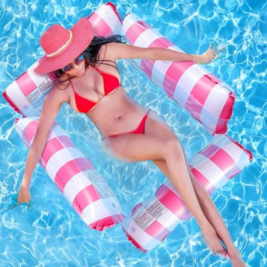 Opblaasbaar bed drijvende hangmat 4-in-1 voor zwembad 122 x 120 cm