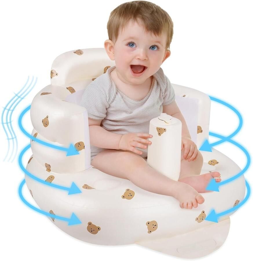 Opblaasbaar kinderzitje met luchtpomp en neksteun voor reizen en camping