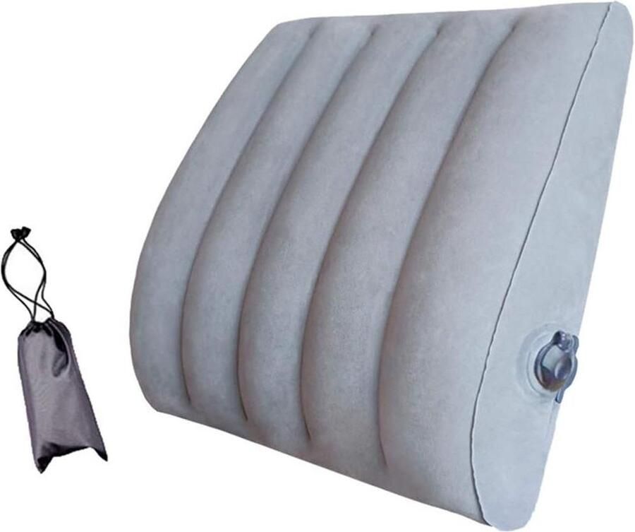 Opblaasbaar lendenkussen met tas wigkussen voor vliegtuigen en auto huis kantoor bank stoel