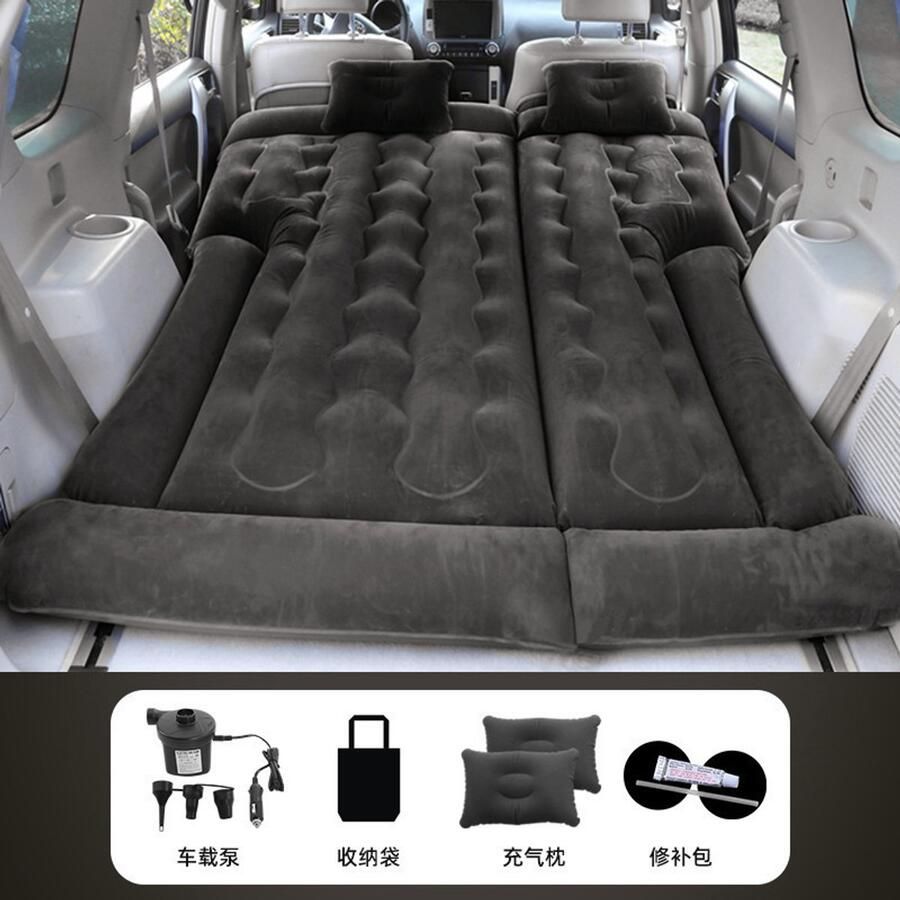 Opblaasbaar matras opblaasbaar bed voor autoreizen opblaasbaar kussen multifunctionele autostoelen met luchtpomp en kussens voor SUV-voertuigen voor picknicks reizen en kamperen (L zwart)