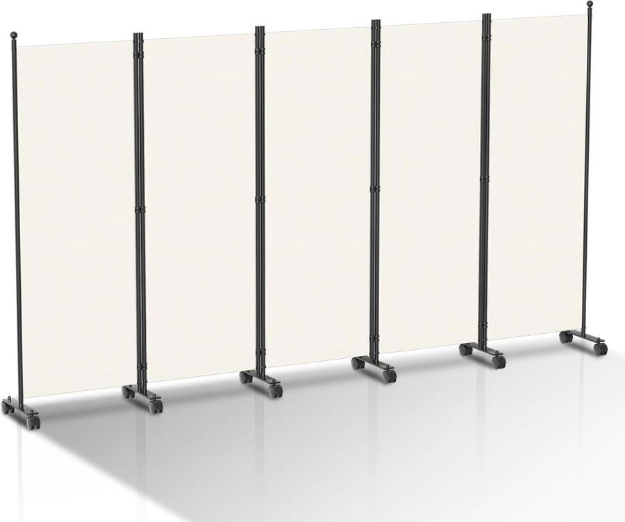 Ruimteverdeler op wieltjes 284 x 181 cm Opvouwbare scheidingswand en inkijkbescherming