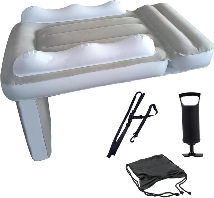 Opblaasbaar vliegtuigbed voor peuters Draagbaar kinderreisbed met handpomp Verlengstuk voor kinderzitje voor treinen vliegtuigen en auto's