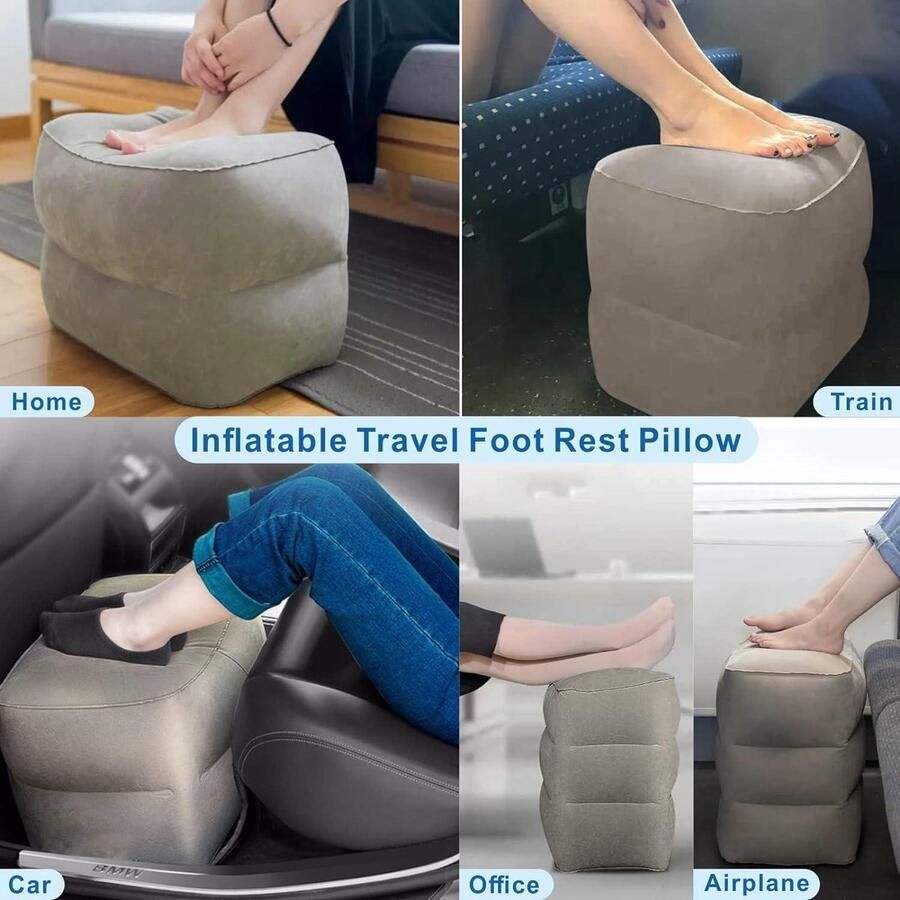 Opblaasbaar vliegtuigvoetsteun kussen 2 stuks voor op reis Foot rest