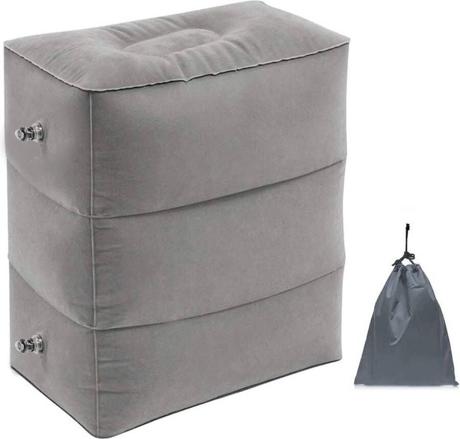 Opblaasbaar voetsteunkussen voor op reis in hoogte verstelbaar vliegtuig reiskussen auto en vliegtuigkussen voor trein bussen thuis kantoor en elke reis