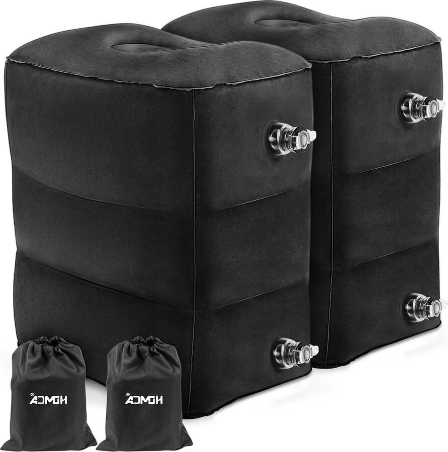 Opblaasbaar Voetsteunkussen voor Reizen Hoogte Verstelbaar Ppblaasbare Voetsteun Kinderen Slapen Voetrust Vliegtuigauto's Bussen Treinen Kantoor 2 stuks Zwart Foot rest