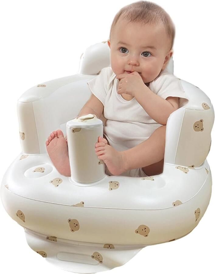 Opblaasbaar Zitje voor Baby's Draagbare Badstoel en Eetkamerstoel voor Kinderen van 3 tot 36 Maanden