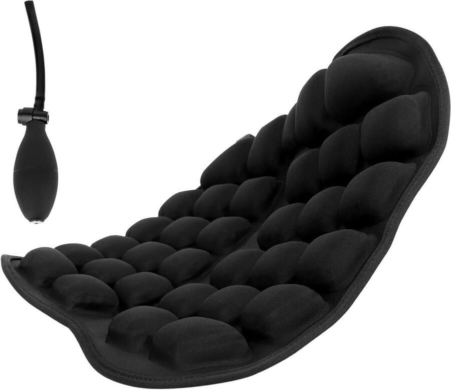 Opblaasbaar Zitkussen voor Vliegtuigreizen Comfortabel en Draagbaar 3D Luchtcelkussen Handpomp Geschikt voor Autostoel Bureaustoel en Kampeermat