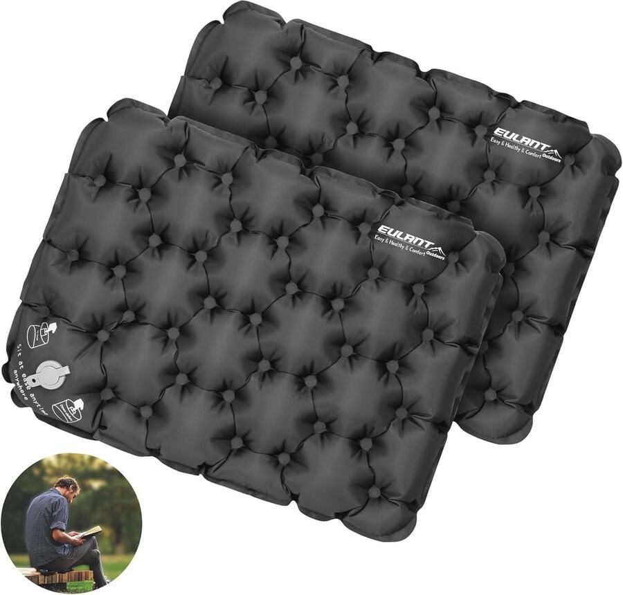 Opblaasbaar Zitkussen Waterdicht Draagbaar Zitmatkussen voor Kamperen Reizen en Buitenactiviteiten