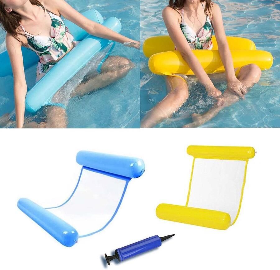 Opblaasbaar zwembad 2 stuks 4-in-1 waterhangmat loungestoel strand speelgoed waterhangmat