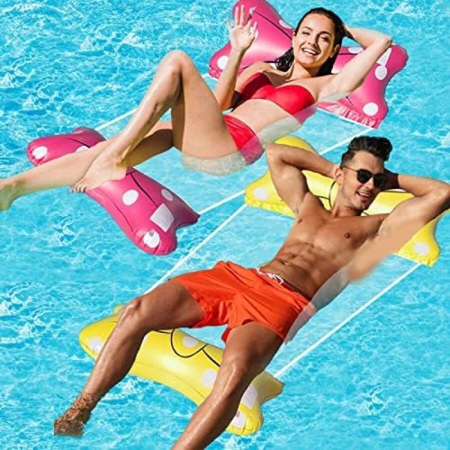 Opblaasbaar zwembad 2 stuks waterhangmat opblaasbare hangmat 4-in-1 loungestoel zwembad luchtmatras zwembad draagbare zwemmat voor volwassenen en kinderen