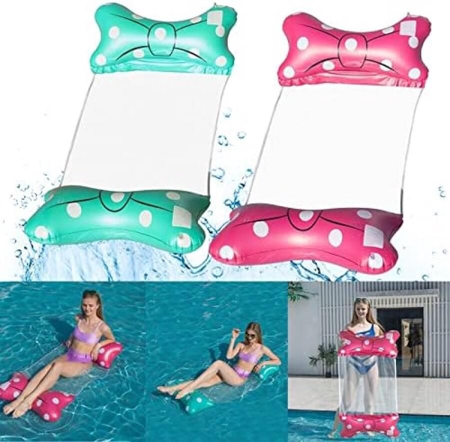 Opblaasbaar zwembad 2 stuks waterhangmatten opblaasbare hangmat 4-in-1 luchtmatras zwembad waterspeelgoed zwembadaccessoires draagbare zwemmat voor volwassenen en kinderen