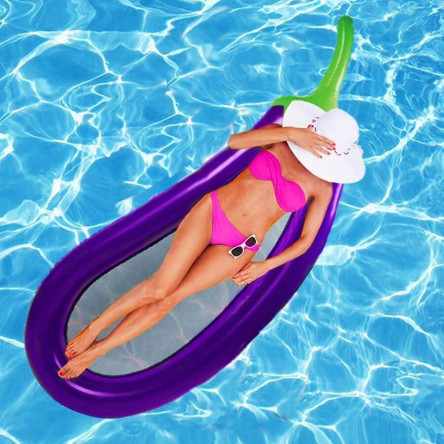 Opblaasbaar zwembad zwemnoodle luchtmatras met net waterhangmat zwemmatras opblaasbare drijvende hangmat zwembad drijvend vlot PVC paars