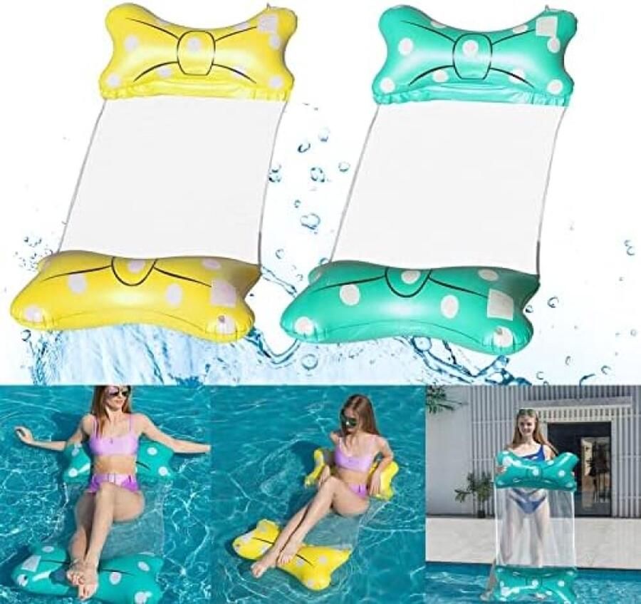 Opblaasbaar zwembed 2 stuks waterhangmat opblaasbare hangmat 4-in-1 loungestoel zwembadluchtmatras luchtmatras zwembad draagbare zwemmat voor volwassenen en kinderen